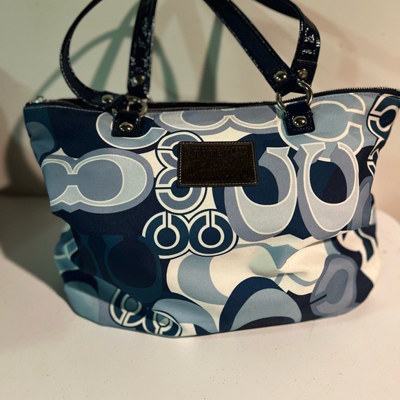 Coach Poppy Blue Pop C Glam Shoulder Bag Pocket Tote 15375M Rare Limited Edition - Picture 2 of 8